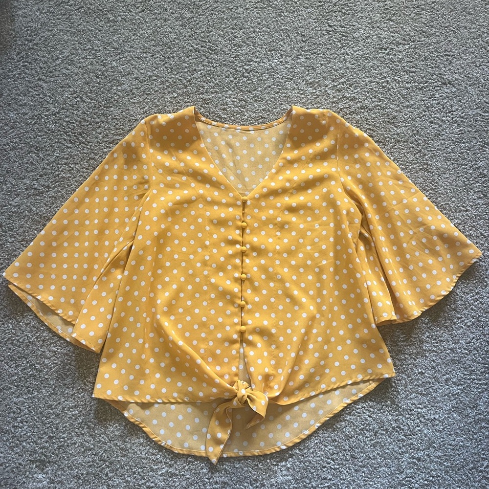Tie Front Polka Dot Top